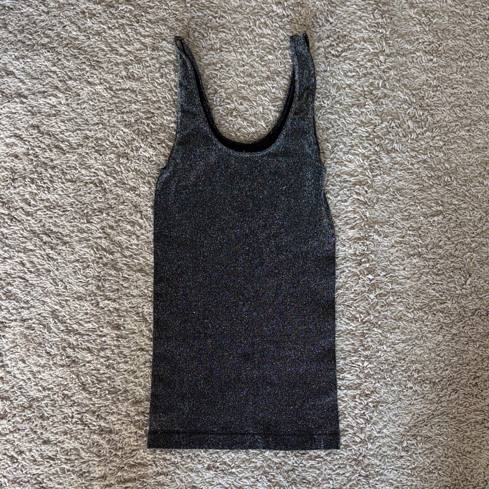 Silvery Black Compression Tank Top